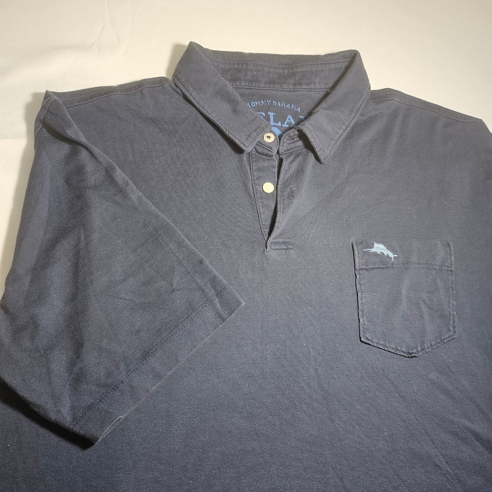 Tommy Bahama Relax Mens Navy Blue Pima Cotton Short Sleeve Pocket Polo Shirt XL